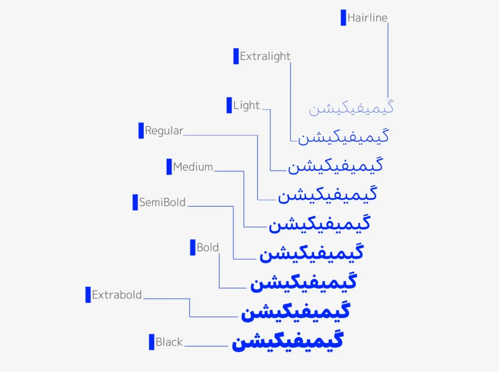 فونت بن با 10 وزن